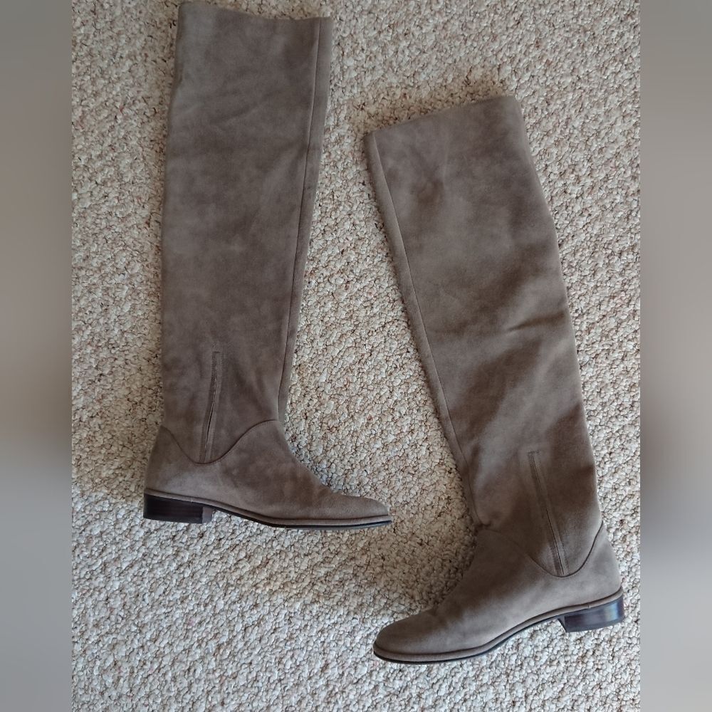 Stuart Weitzman 5050 taupe suede leather overknee riding boots size 7.5